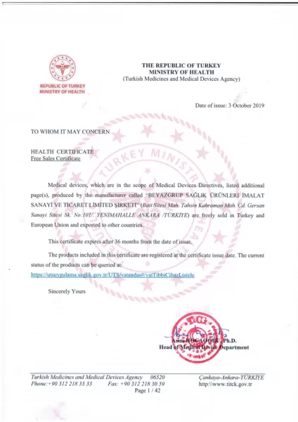 Free Sales Certificated